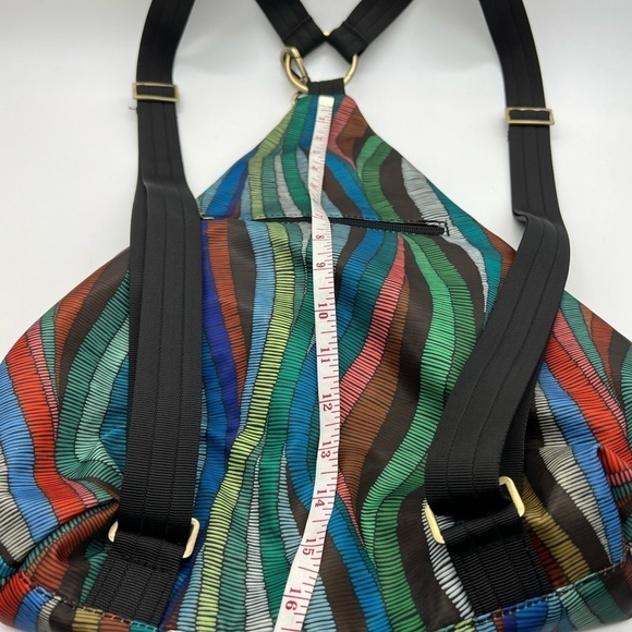 BLACK BUTTERFLY COLORFUL ABSTRACT PATTERN SMALL BACKPACK PURSE - Picture 7 of 16